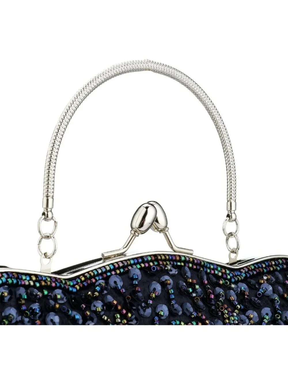 Elegant Beaded Sequin Flower Evening Clutch Bag - Large Handbag for Women
